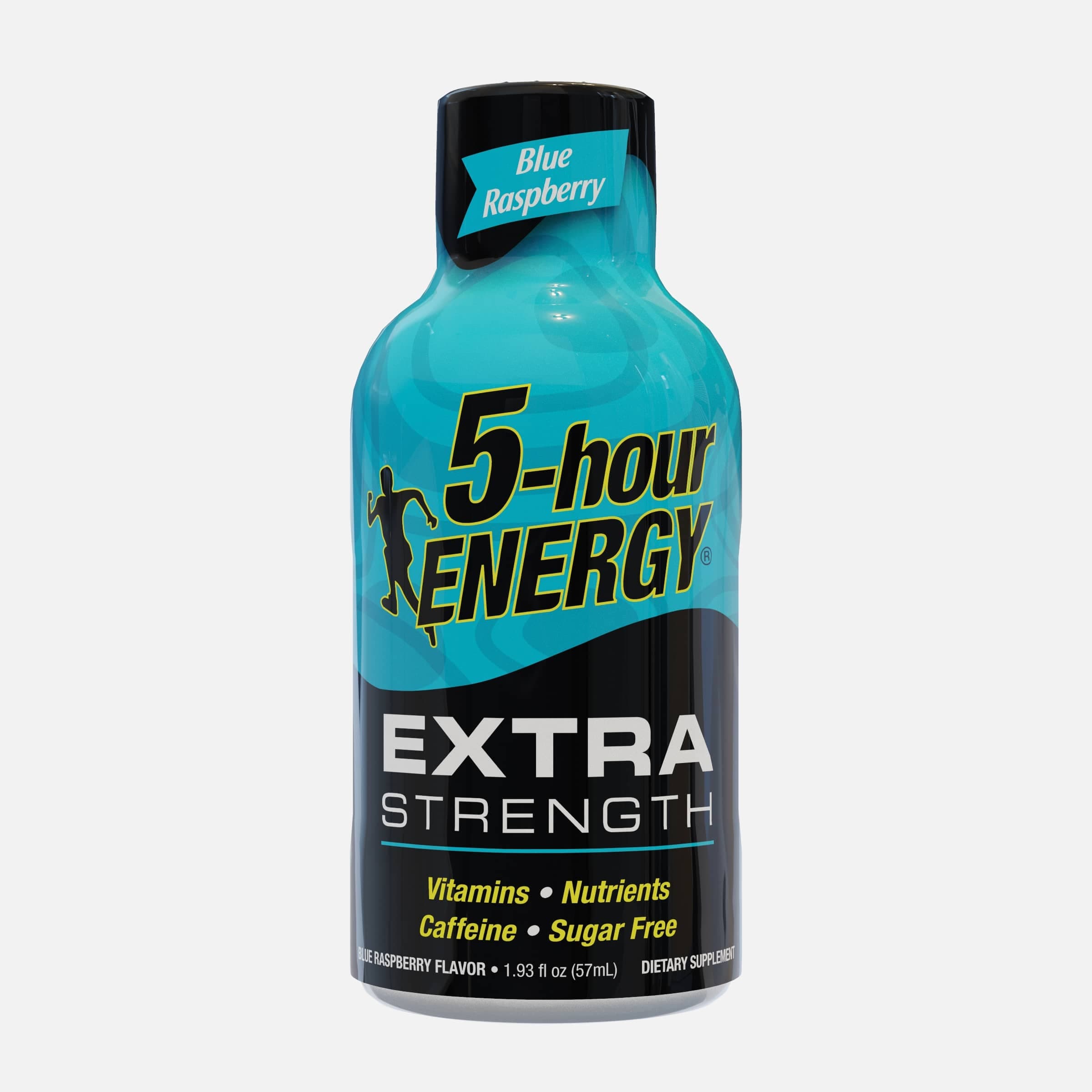 A single 5-hour extra strength energy shot in blue raspberry flavor.