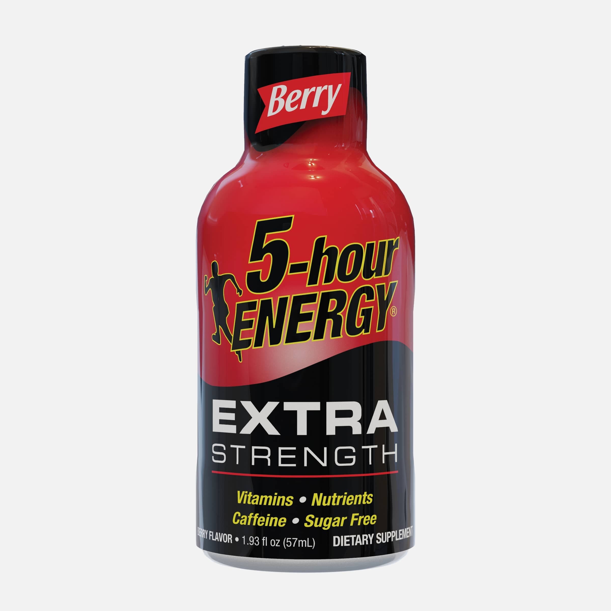 A single 5-hour extra strength energy shot in berry flavor