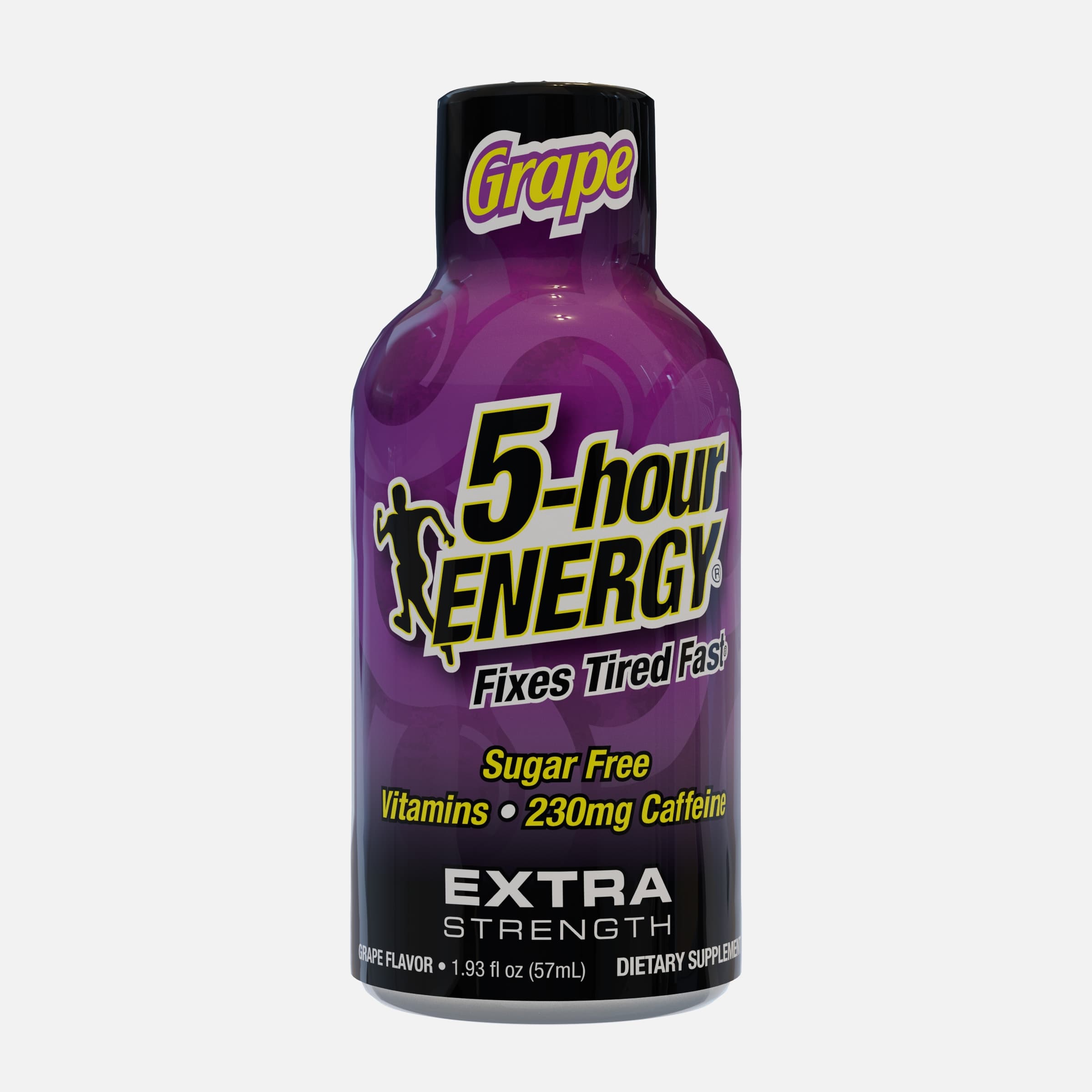 A single 5-hour extra strength energy shot in grape flavor
